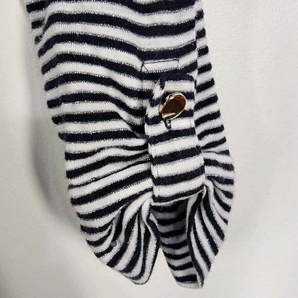 Chicos Top Cotton Slub Lurex Striped Utility 3/4 Button Sleeve Knit Size 1 US M - Picture 9 of 9